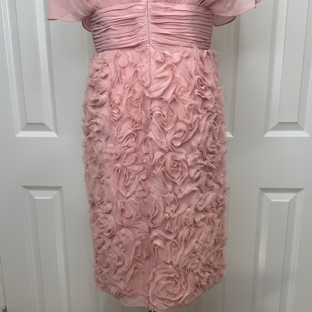JS Collections Blush Pink 3D  Floral Flutter Sleeve Wedding Guest Dress Size 8 - Picture 10 of 15